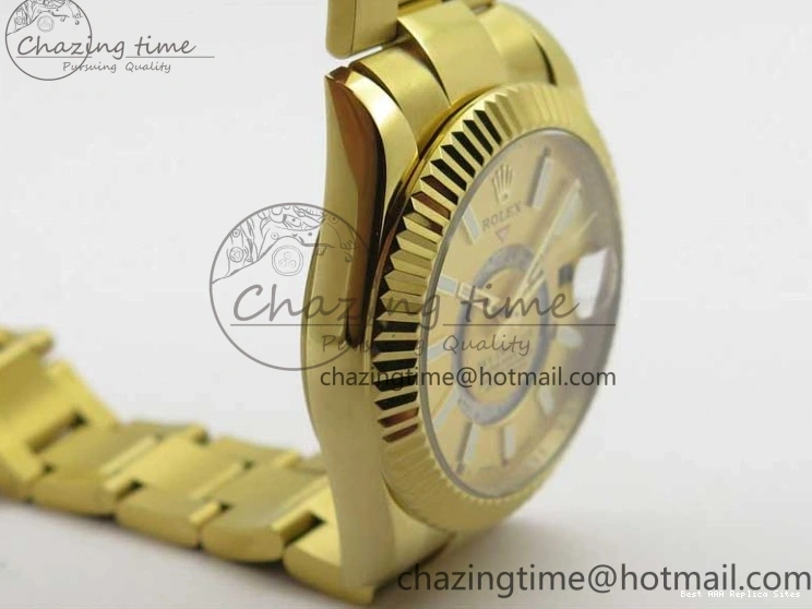 Best AAA Replica Sites YG 326934 Sky-Dweller YG on TravelReady Bracelet 2785 Dial A23J Gold AIF to 1217